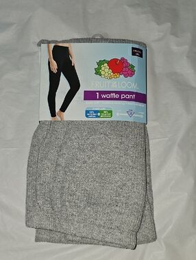 Fruit of the Loom Women's Plus XXL (20) Gray Waffle Knit Thermal Pants New